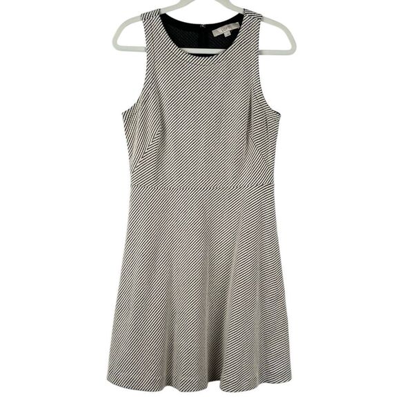 LOFT Black White Dot Fit and Flair Sleeveless Dress 6 - Picture 1 of 10